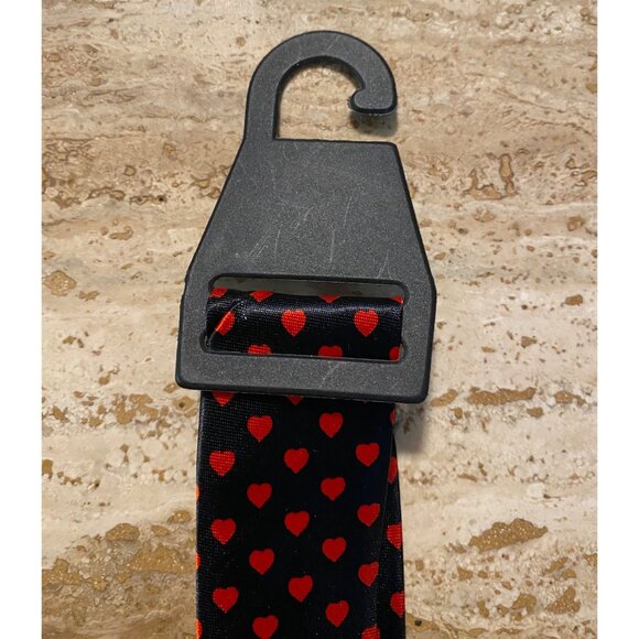 Valentines Day Necktie With Red Hearts On Black - Picture 3 of 3
